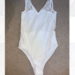 White lace back bodysuit